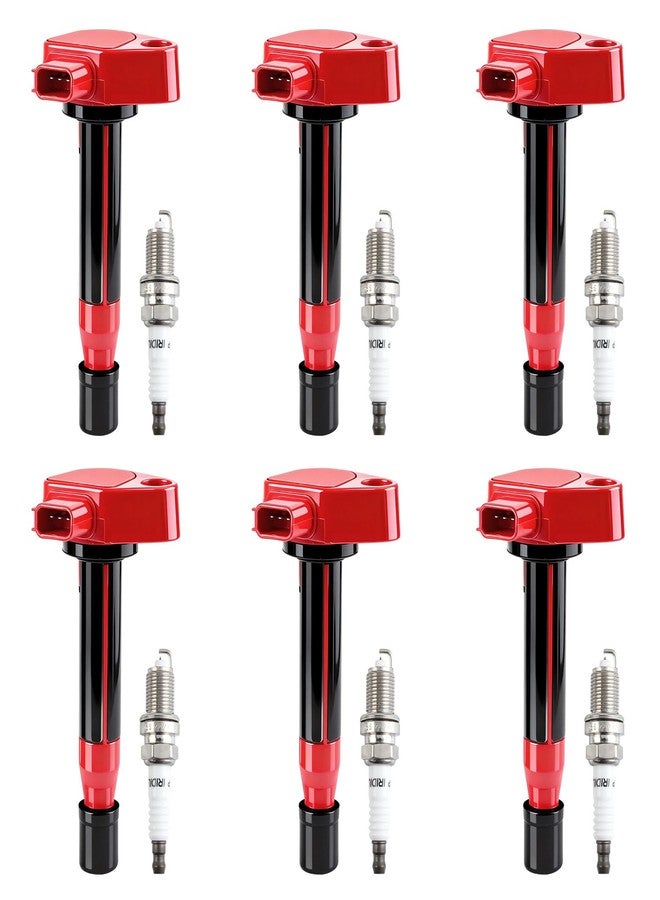 Pindex 6 Pack UF242 Ignition Coil & 4503 Double Iridium Spark Plug Compatible with Honda Accord Odyssey Acura TL CL RL 3.0L 3.2L 3.5L V6 1788303 UF400 5C1013 50063 C1221 C242 7098 30520-P8E-A01 - Image 1
